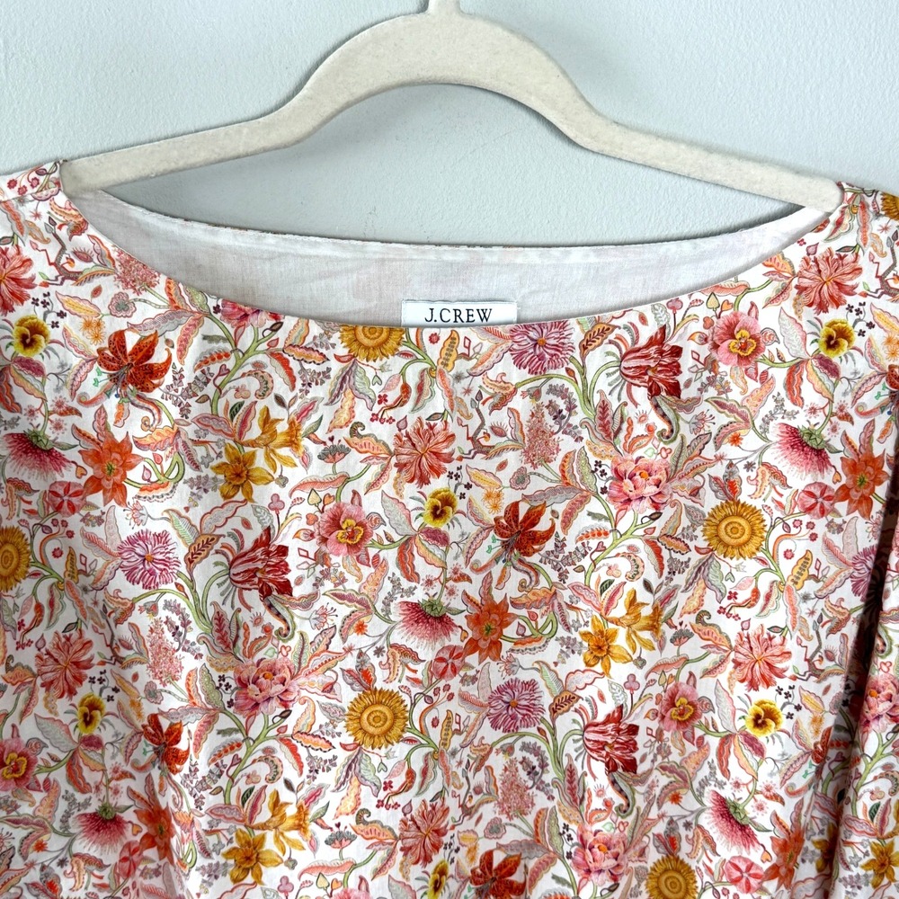 J.Crew Liberty Garden of Life Crop Top Bell Sleeve Floral Cottagecore Cotton SzS - Picture 4 of 10
